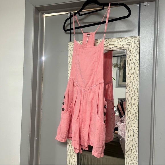 Free People Pants - Free People 100% linen pink boho flowy romper